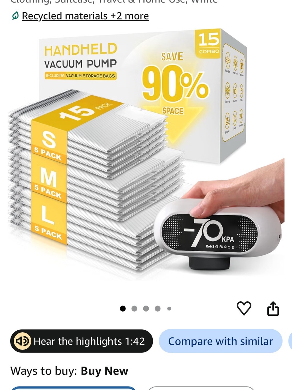 Brand new 15 pack vacuum storage bags with electric pump